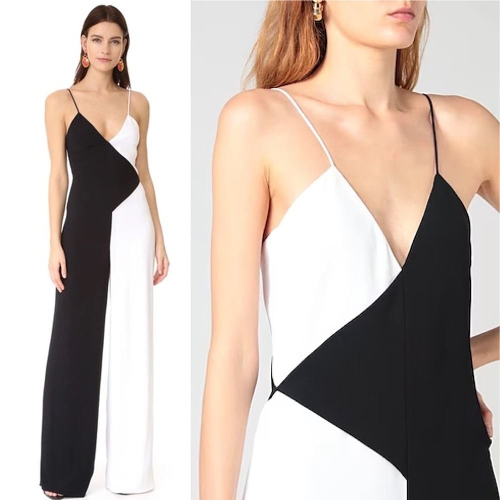 Cushnie Et Ochs Colorblock Jumpsuit Wide Leg Sleeveless White/Black Size 4 - Picture 14 of 14